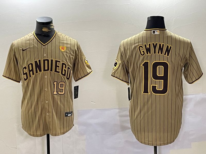 Men San Diego Padres 19 Gwynn Browm Stripe Game 2024 Nike MLB Jersey style 8